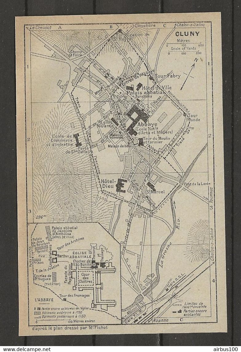 CARTE PLAN 1924 - CLUNY + ABBAYE - CHAMP De FOIRE - GARE RSL - PALAIS ABBATIAL - Cartes Topographiques