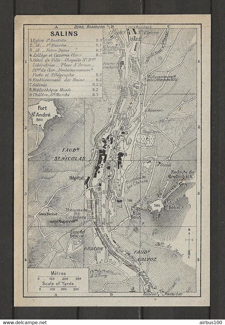 CARTE PLAN 1924 - SALINS - ÉTABLISSEMENTS De BAINS - SALINES - THÉATRE - MARCHÉ - MUSÉE - Cartes Topographiques