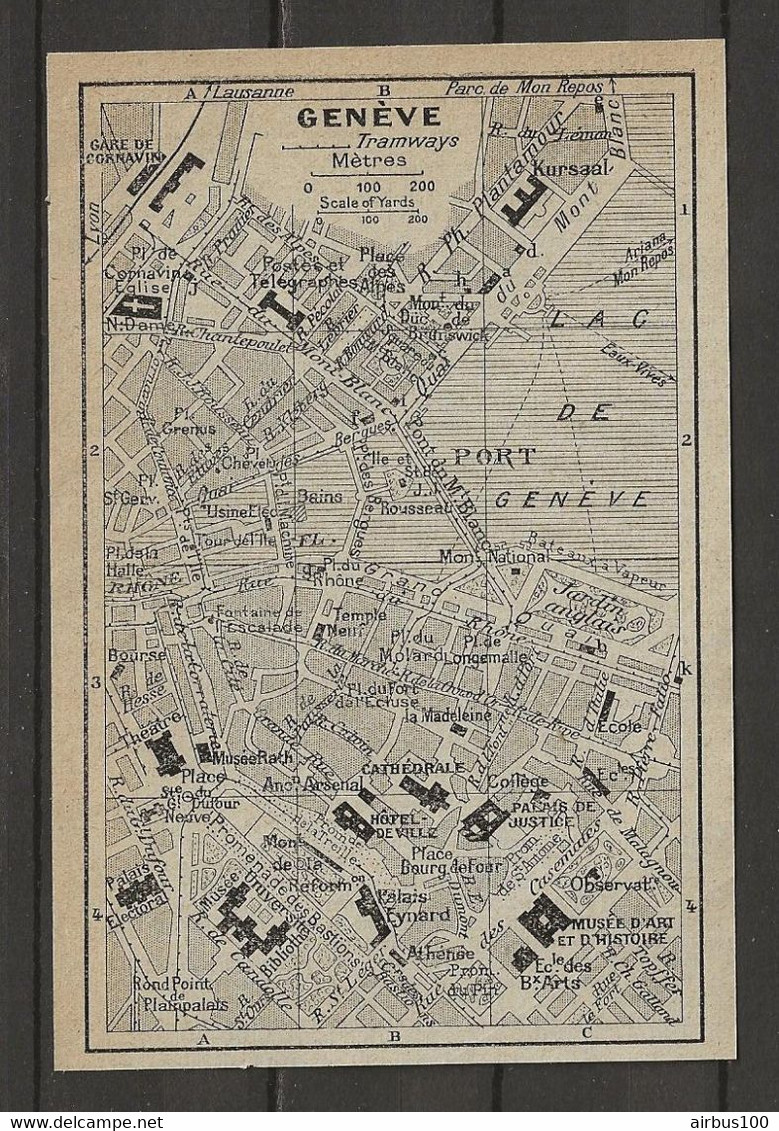 CARTE PLAN 1924 - GENEVE - KURSAAL - GARE De CORNAVIN - BATEAUX à VAPEUR - Cartes Topographiques