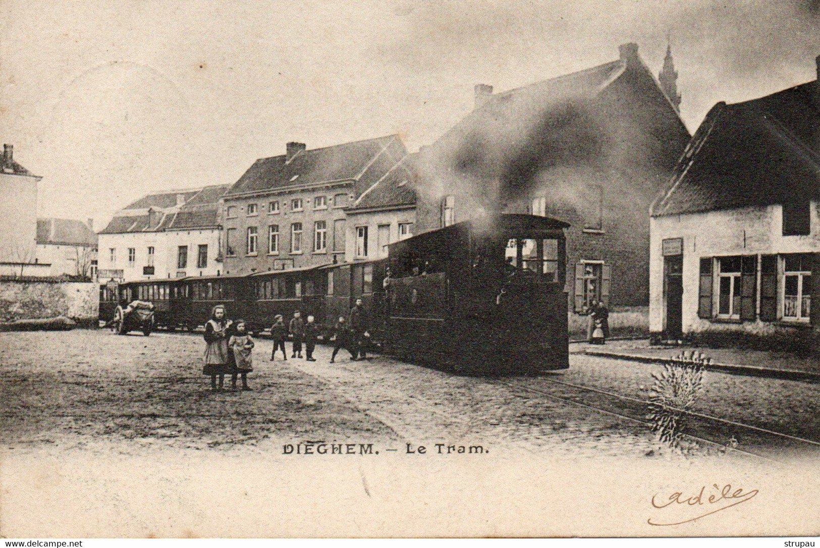 Dieghem - Diegem - Le Tram ( Vicinal - Stoomtram - Tram A Vapeur ). Prés Evere, Machelen Et Zaventem Postée 1905 - Diegem