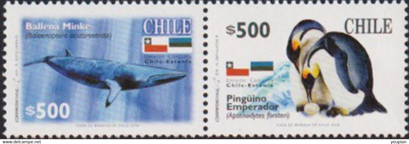 Chile 2006, Friendship With Estonia - Antarctic Animals, MNH Stamps Strip - Cile