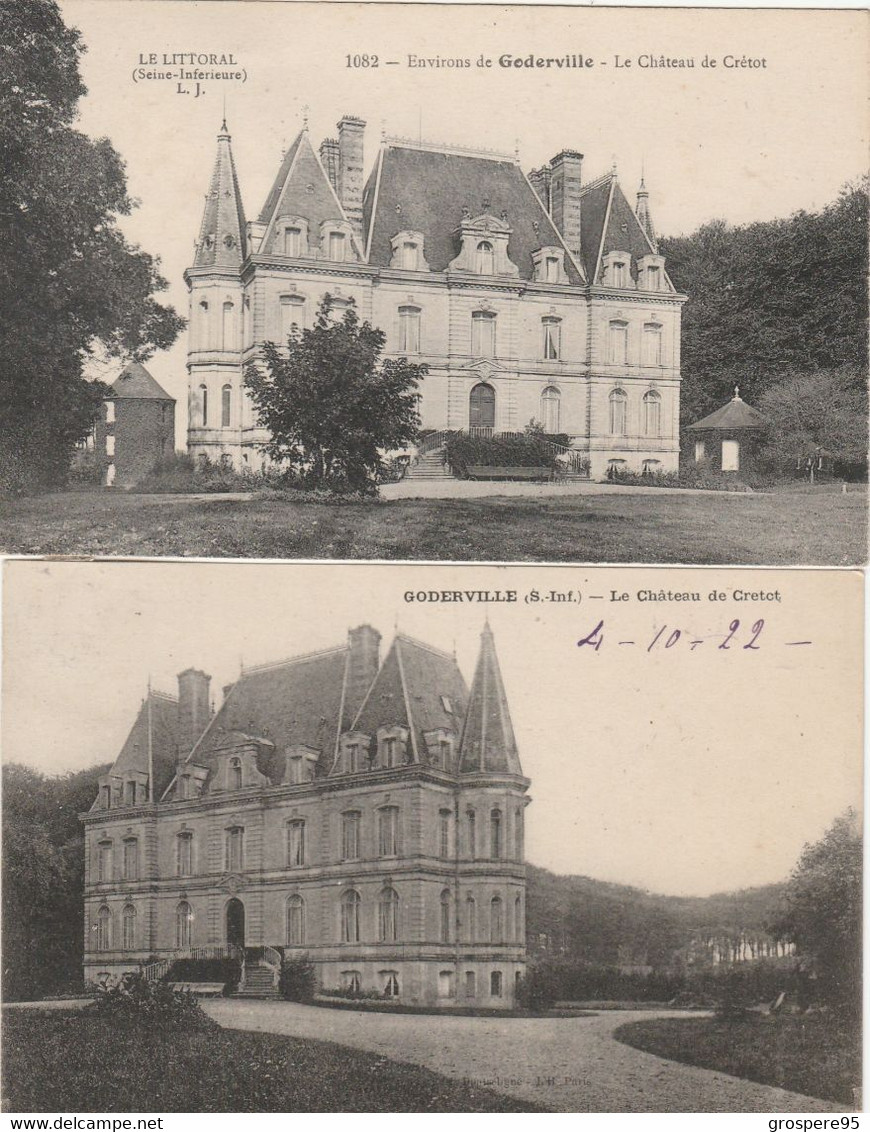 GODERVILLE LE CHATEAU DE CRETOT 1922 2 CPA PEU COURANTE ET RARE - Autres & Non Classés