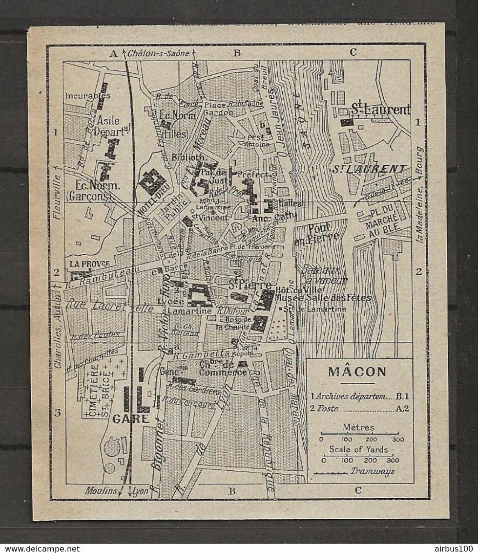 CARTE PLAN 1924 - MACON - ARCHIVES DÉPARTEMENTALES - INCURABLES - SALLE Des FETES - GARE - Cartes Topographiques