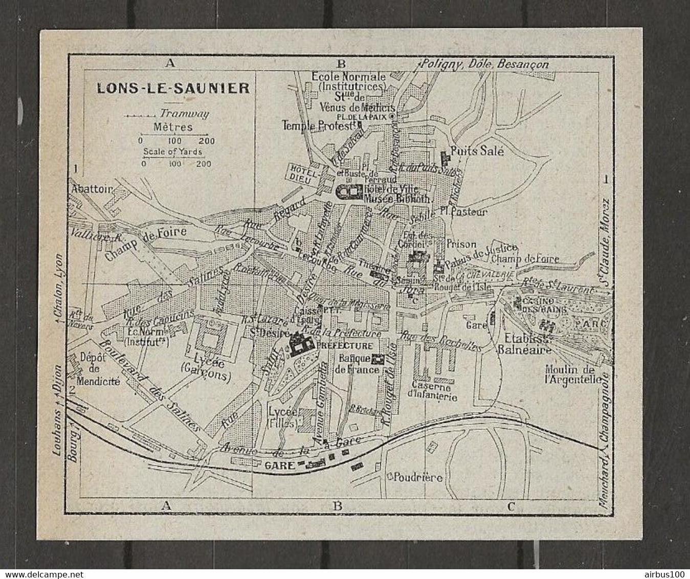 CARTE PLAN 1924 - LONS Le SAUNIER - CASINO Des BAINS - Éts BALNÉAIRES - CHAMP De FOIRE - POUDRIERE - Cartes Topographiques