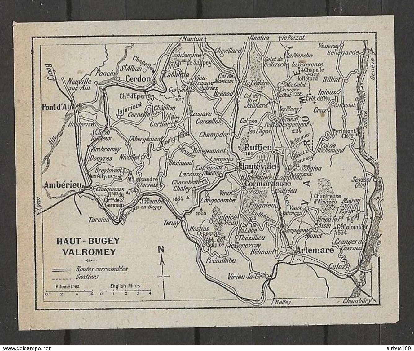 CARTE PLAN 1924 - HAUT BUGEY VAL ROMEY - RUFFIEU - ARTEMARE - AMBÉRIEU - CORMARANCHE - Cartes Topographiques