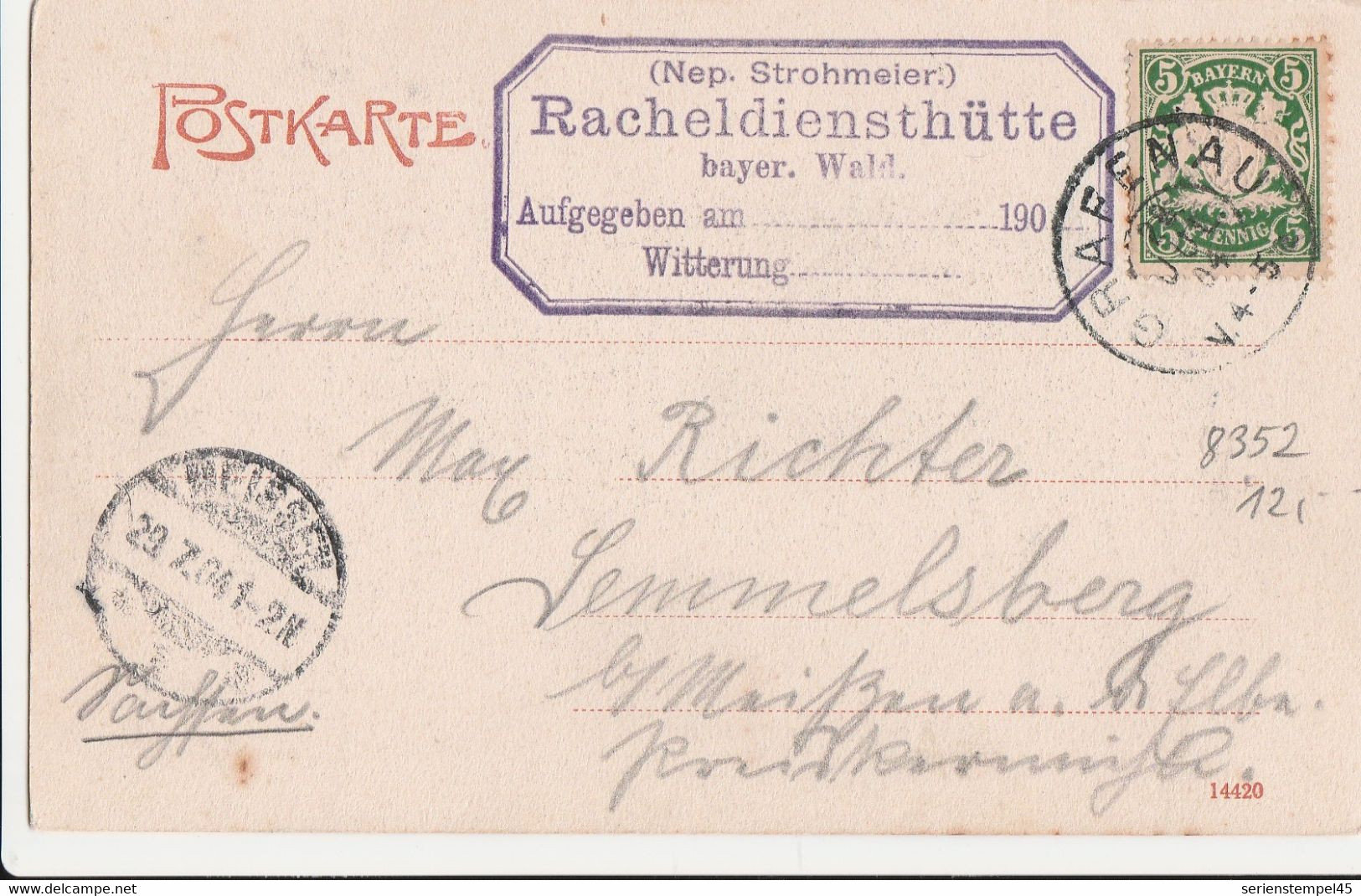 Ak Rachelsee Mit Rachelspietze Nep Strohmeier Racheldiensthütte Gräfenau 1904 - Freyung