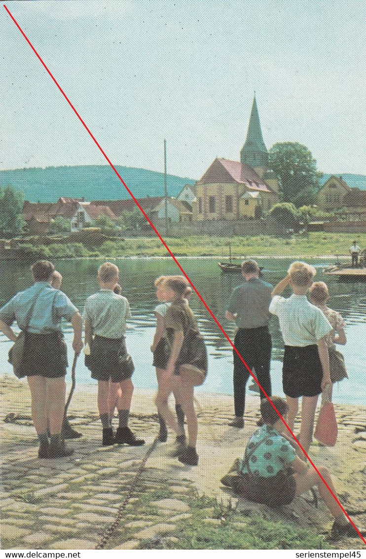 Ak  Am Main Bei Kleinheubach Jugendliche Warten Auf Die Fähre Farbig 1969 - Mittelberg