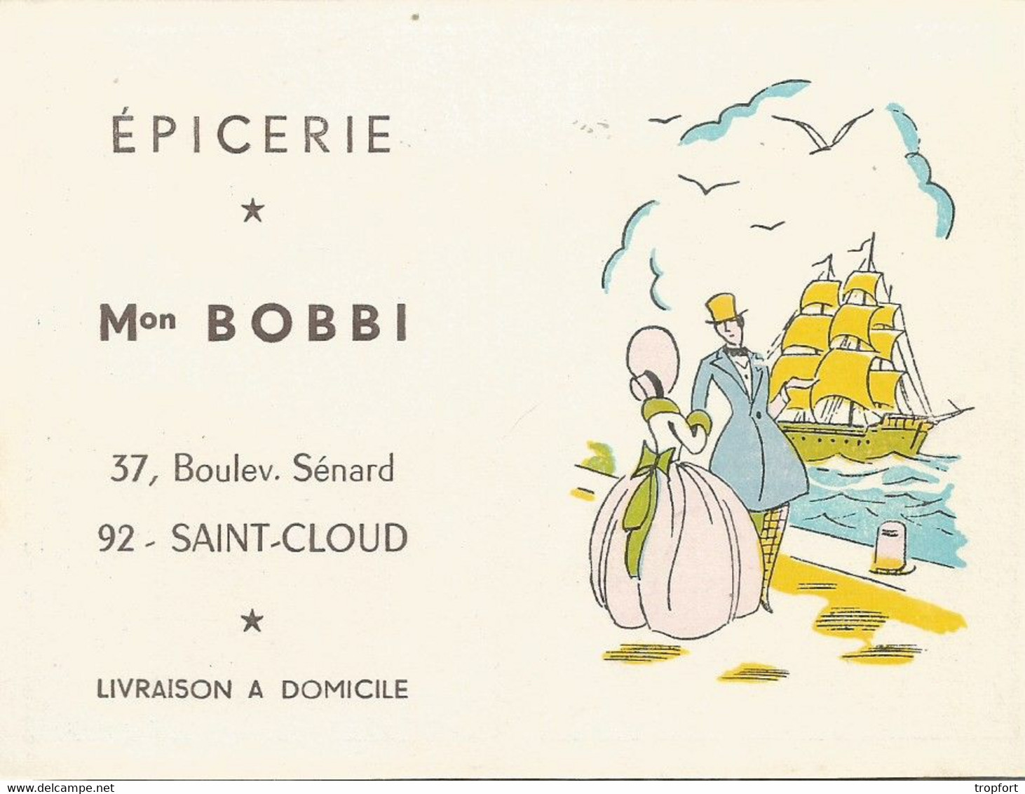PZ / Calendrier Publicitaire PUB SAINT-CLOUD Maison BOBBI Epicerie  1968  Bateau Couple - Petit Format : 1961-70
