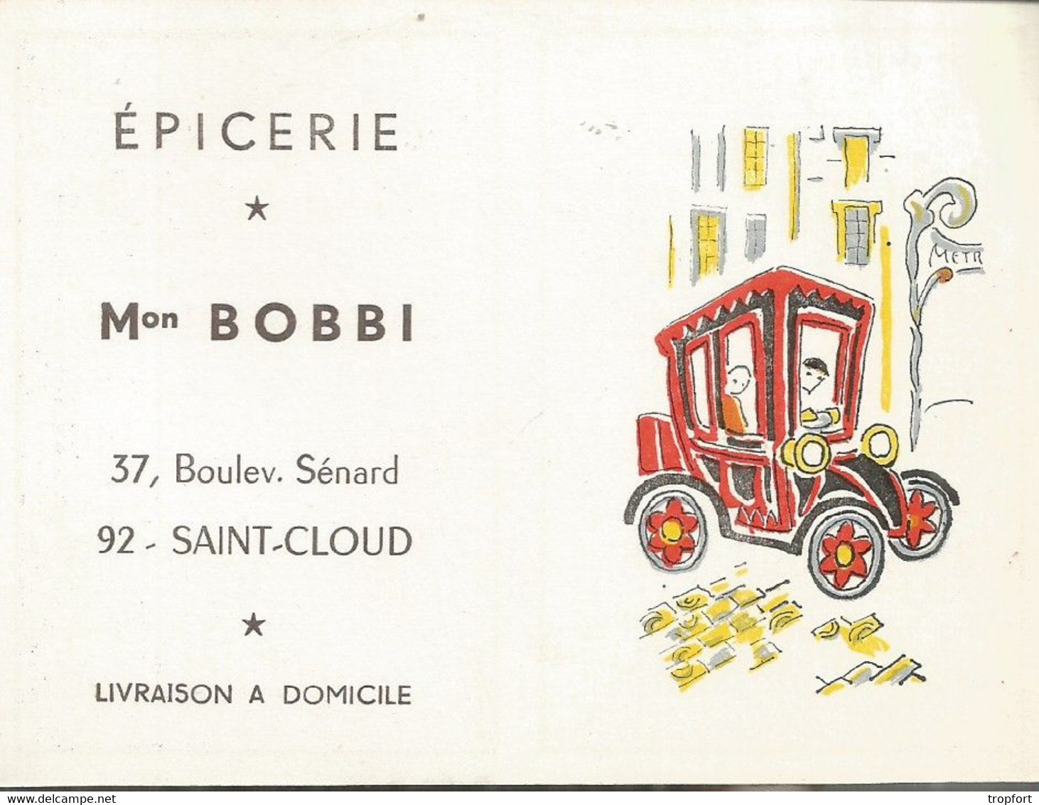 PZ / Calendrier Publicitaire PUB SAINT-CLOUD Maison BOBBI Epicerie  1968  VOITURE ANCIENNE - Petit Format : 1961-70