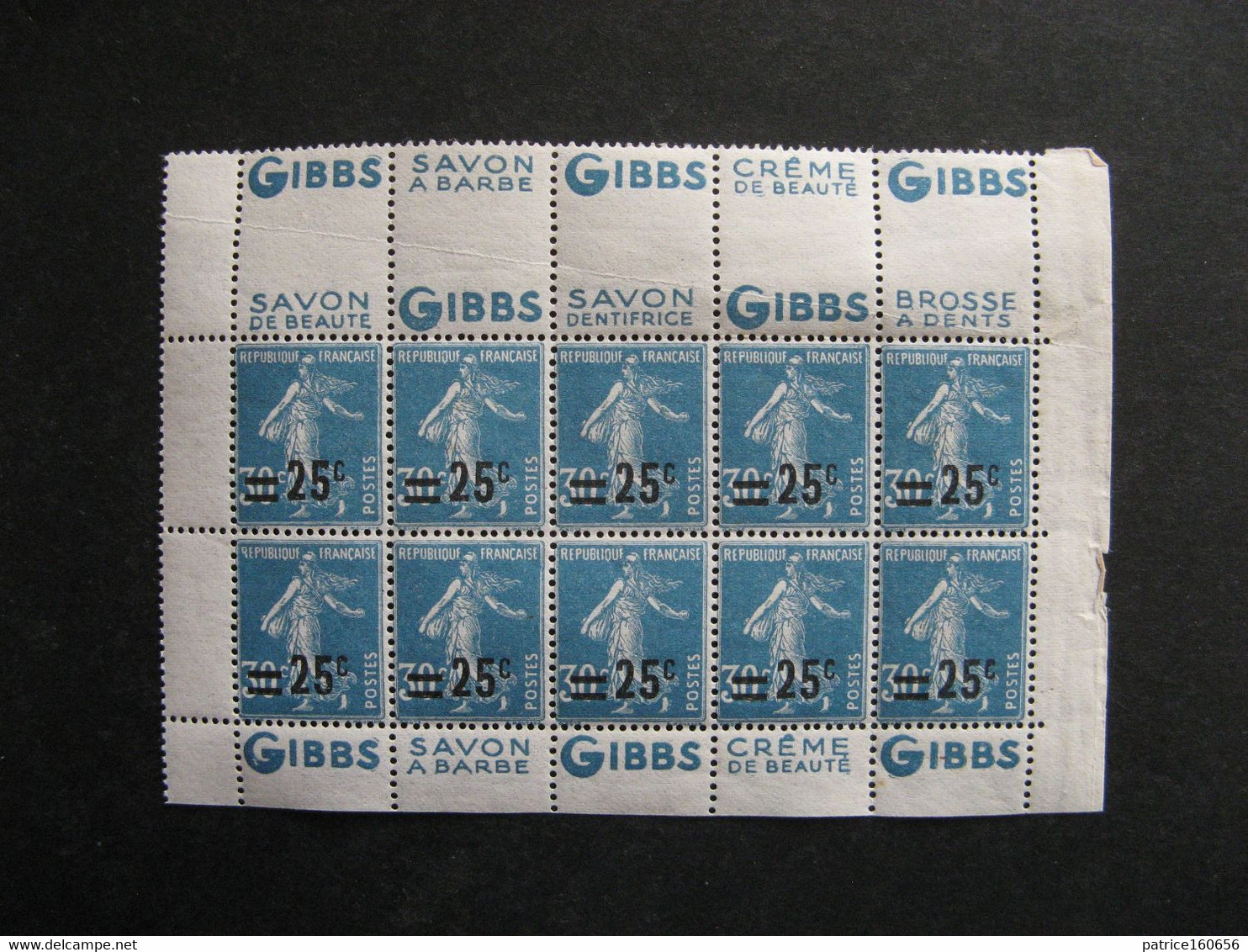 R. Double Bande De 5 Avec Texte Complet Du N° 217b + 217d Neuve XX. Avec Double PUB Sup. " GIBBS " Et PUB Inf. "GIBBS". - Unused Stamps