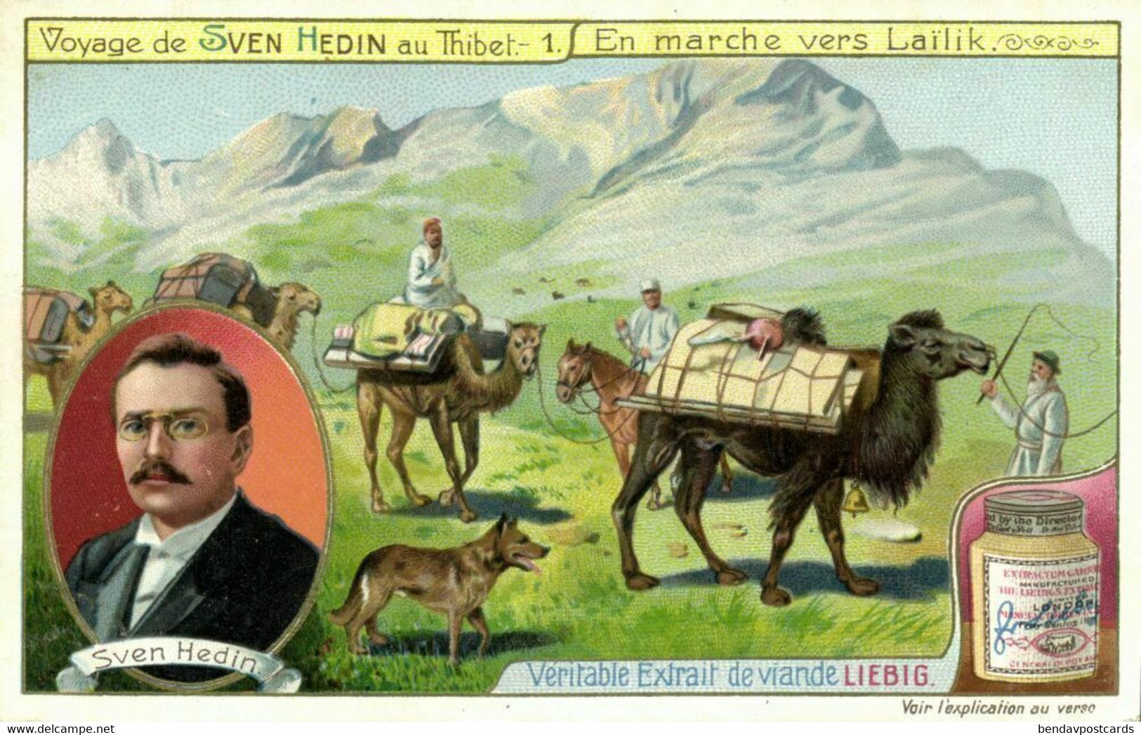 Tibet Thibet, Explorer Sven Hedin, Camel Caravan Laïlik (1908) Liebig Trade Card - Tíbet