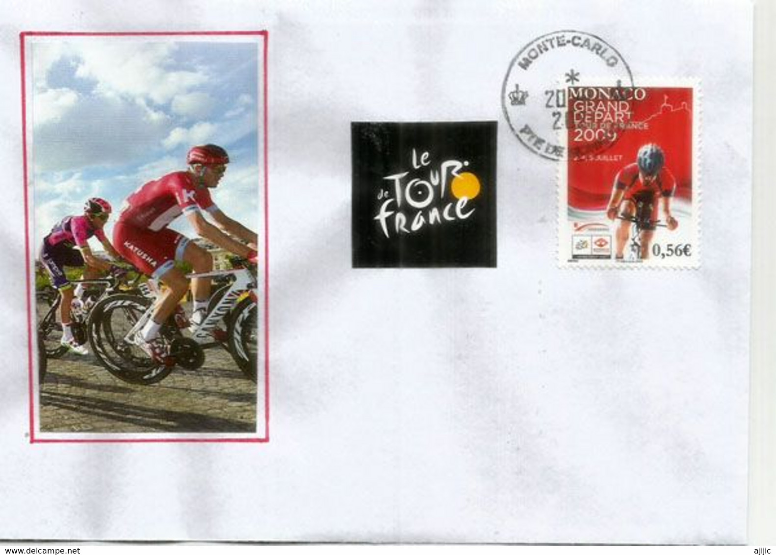 Tour De France 2009, Départ De MONACO, Sur Lettre Le Tour De France - Lettres & Documents