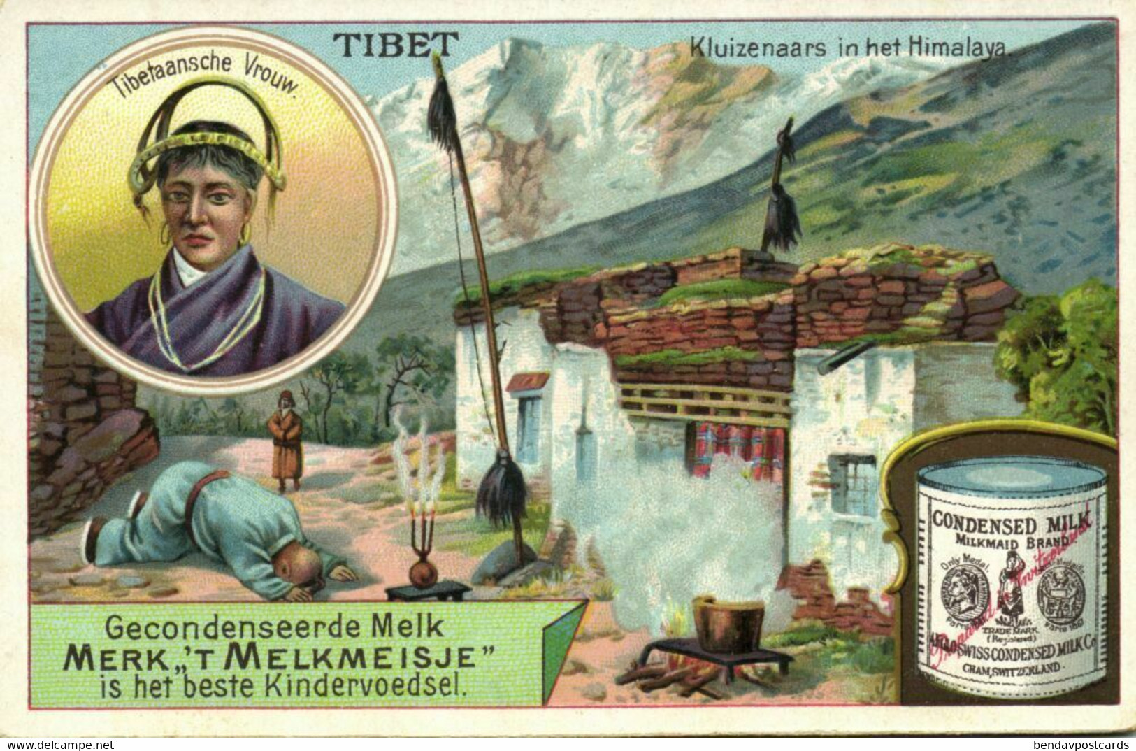 Tibet Thibet, Hermits Himalayas, Tibetan Woman (1900s) Condensed Milk Trade Card - Tibet