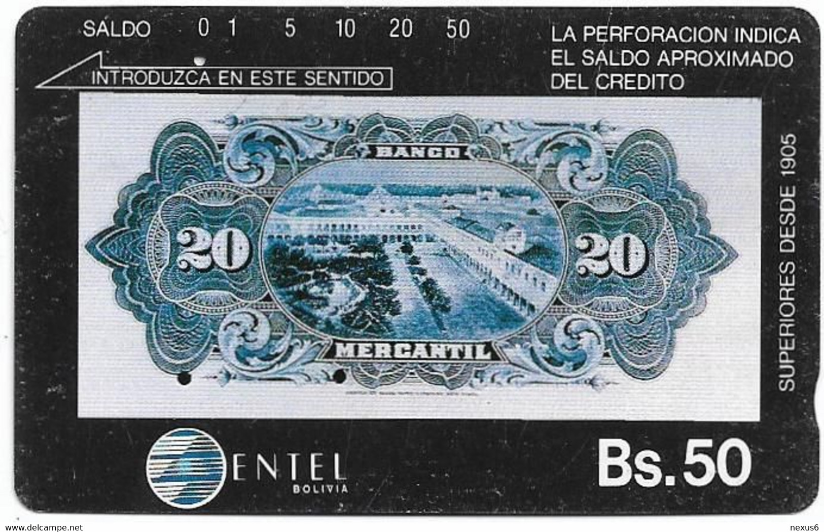 Bolivia - Entel (Tamura) - Bolivian Banknotes, Billete De 20 Bolivianos, 50Bs, 1993, Used - Bolivien