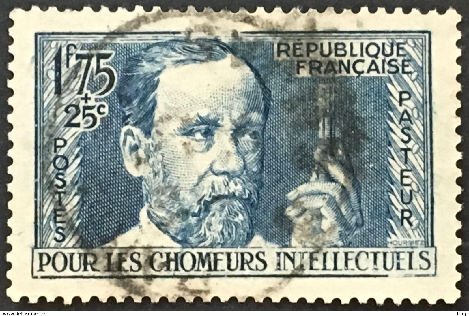 YT 385 (°) Obl 1938 Chômeurs Intellectuels Louis Pasteur (20 Euros) France – Kr3lot - Oblitérés