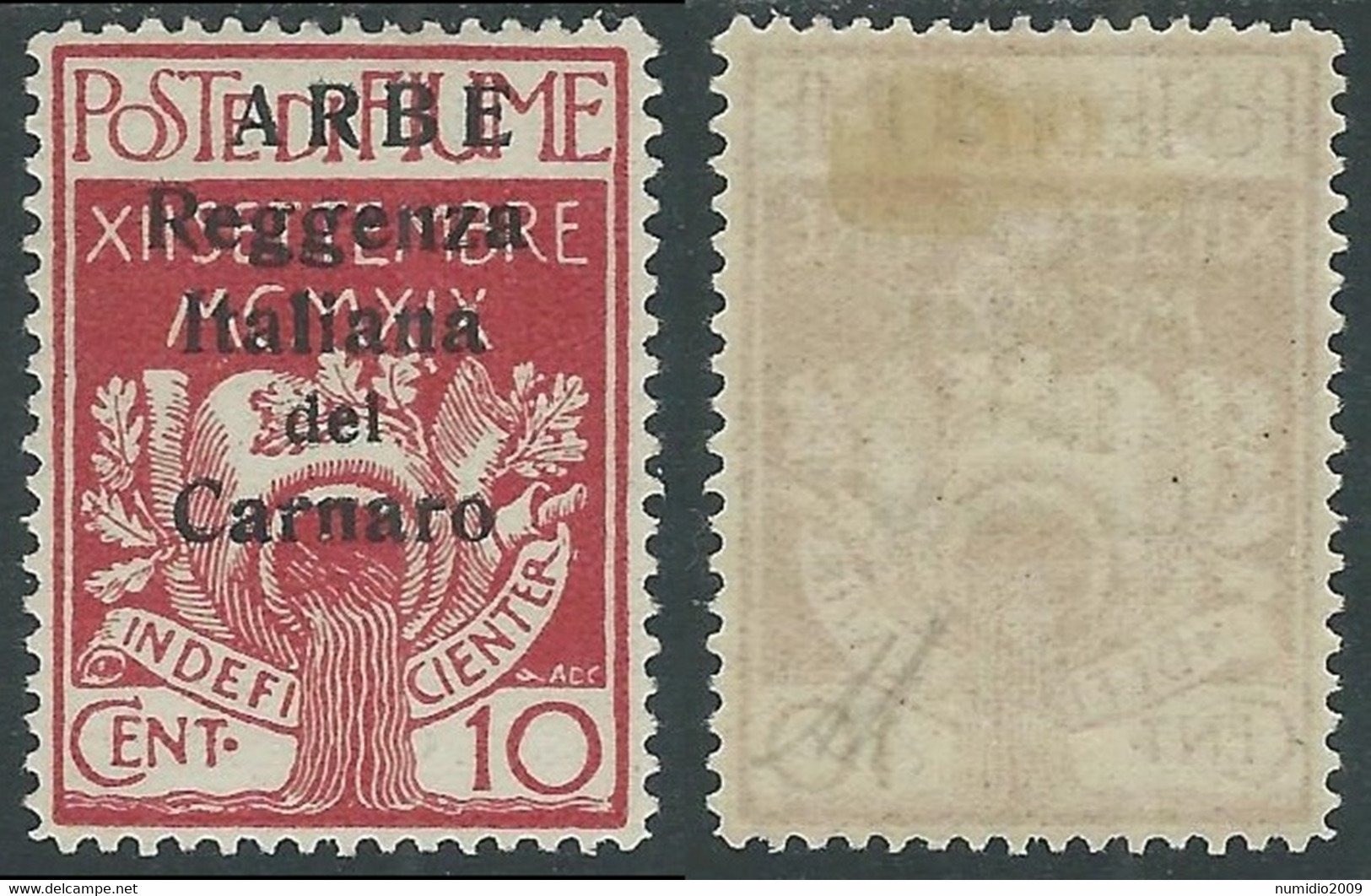 1920 ARBE REGGENZA DEL CARNARO II TIPO 10 CENT MH * - I6-6 - Arbe & Veglia