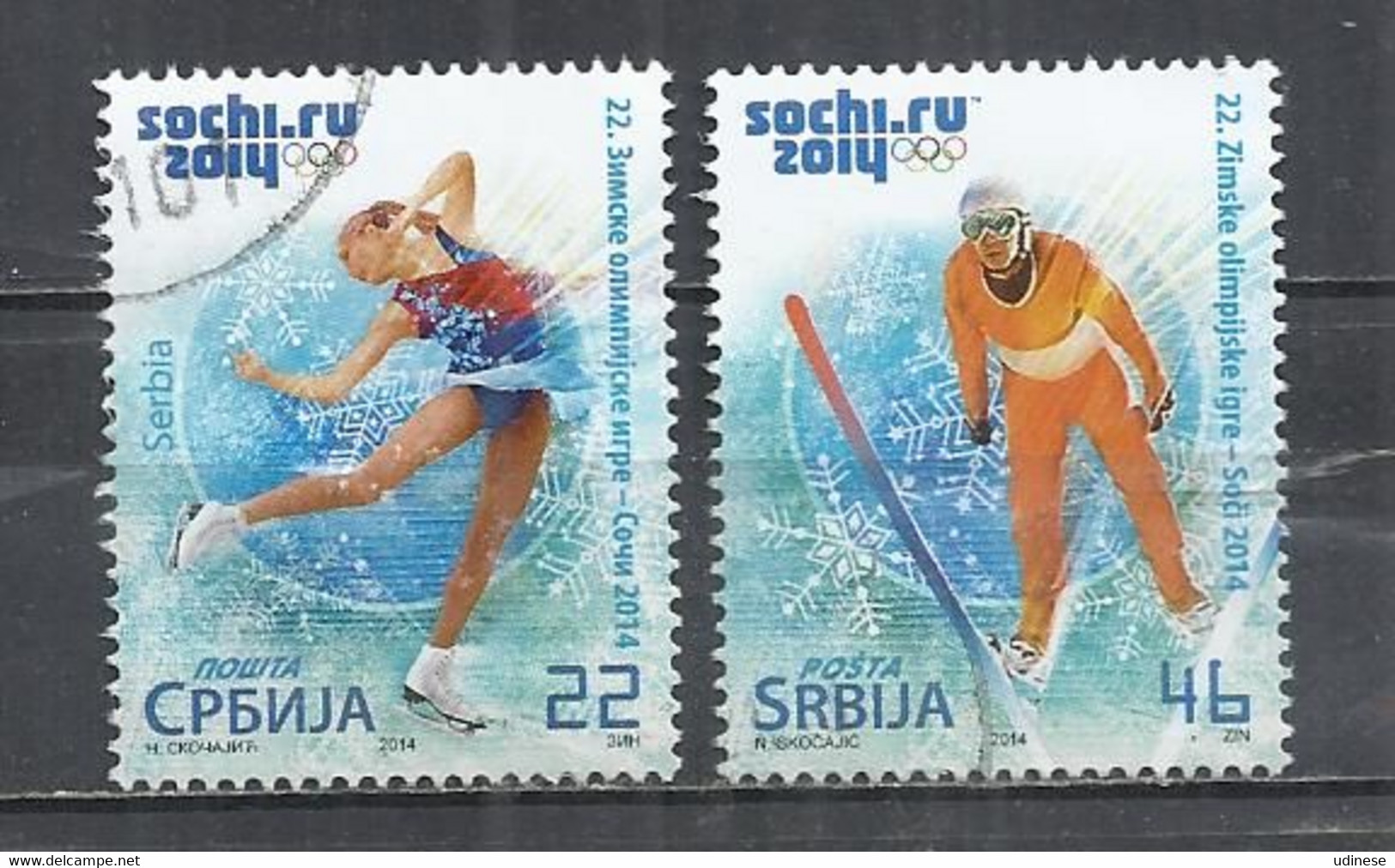 SERBIA 2014 - WINTER OLYMPIC GAMES - CPL. SET - POSTALLY USED OBLITERE GESTEMPELT USADO - Winter 2014: Sochi