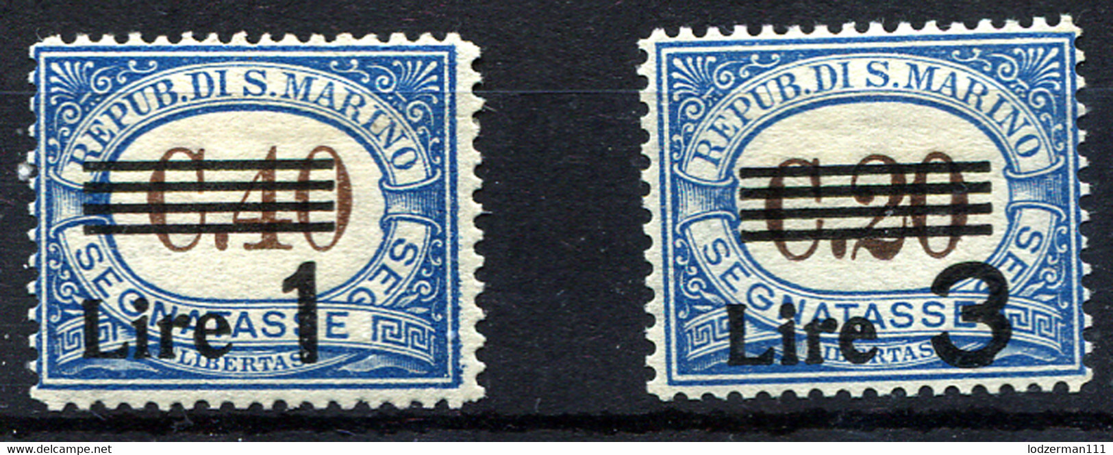 SAN MARINO 1940 - Yv.61-62 (Mi.Porto 59+63) MH (VF) Perfect - Impuestos