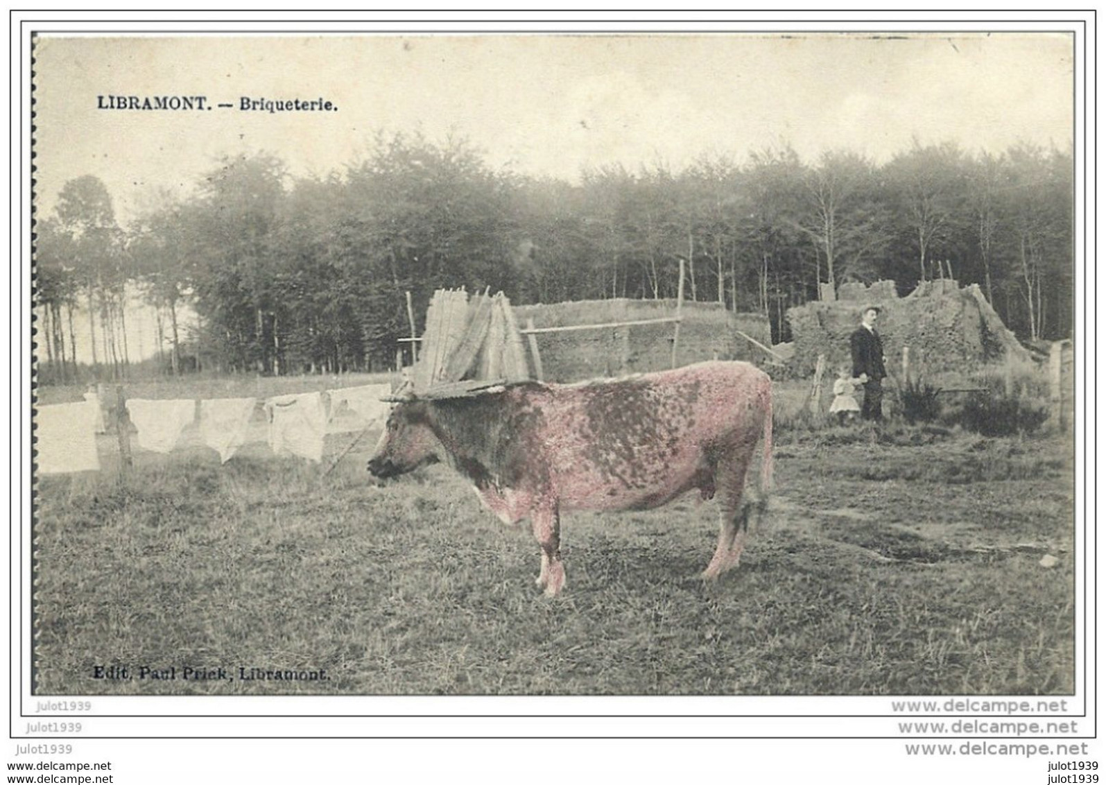 LIBRAMONT ..-- RARE !!   Briqueterie . Vache . 1914 Vers BXL ( Mr Mme Ph. RAMER? ) . Voir Verso . - Libramont-Chevigny