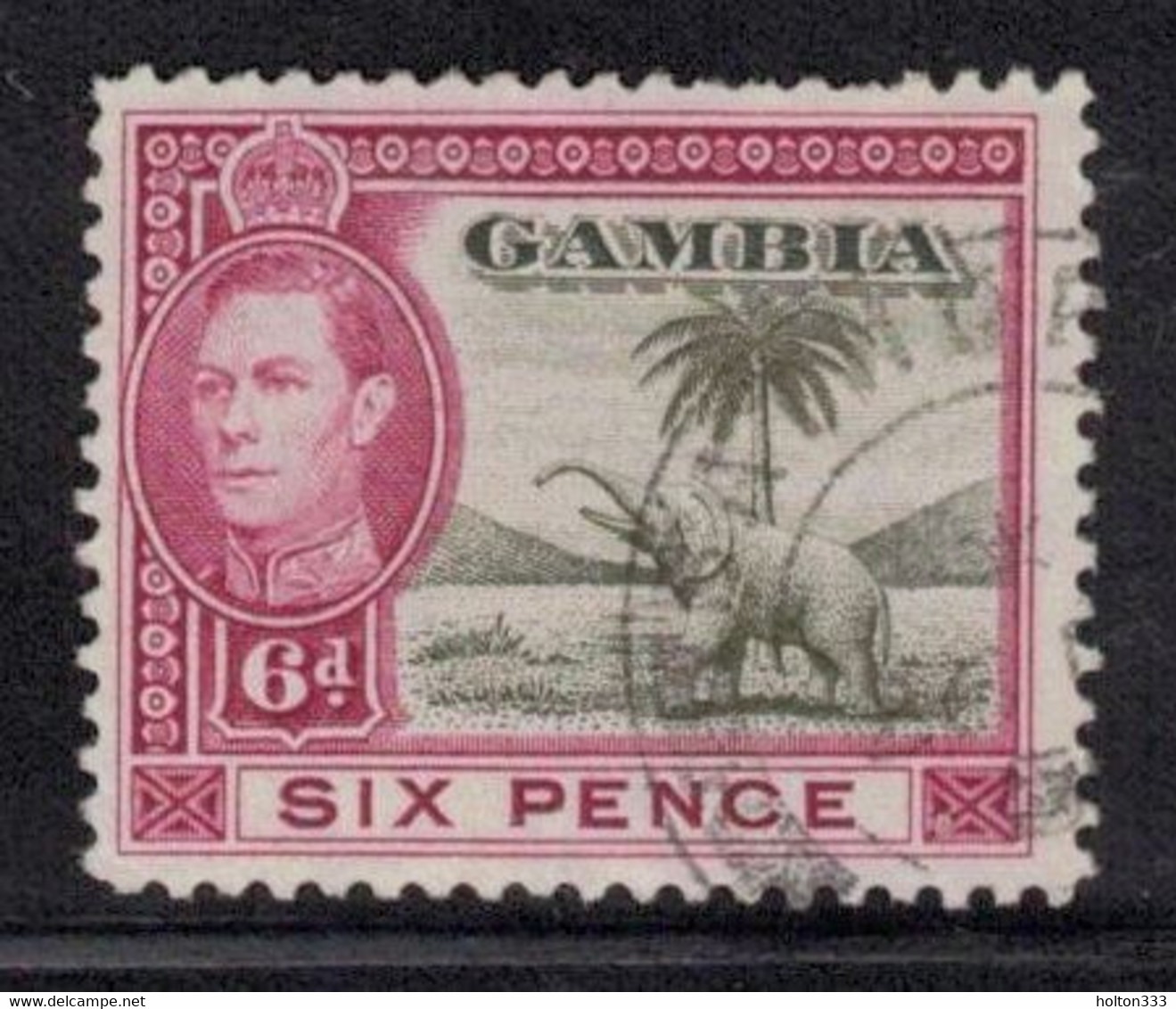 GAMBIA Scott # 137 Used - KGVI & Elephant - Gambia (...-1964)