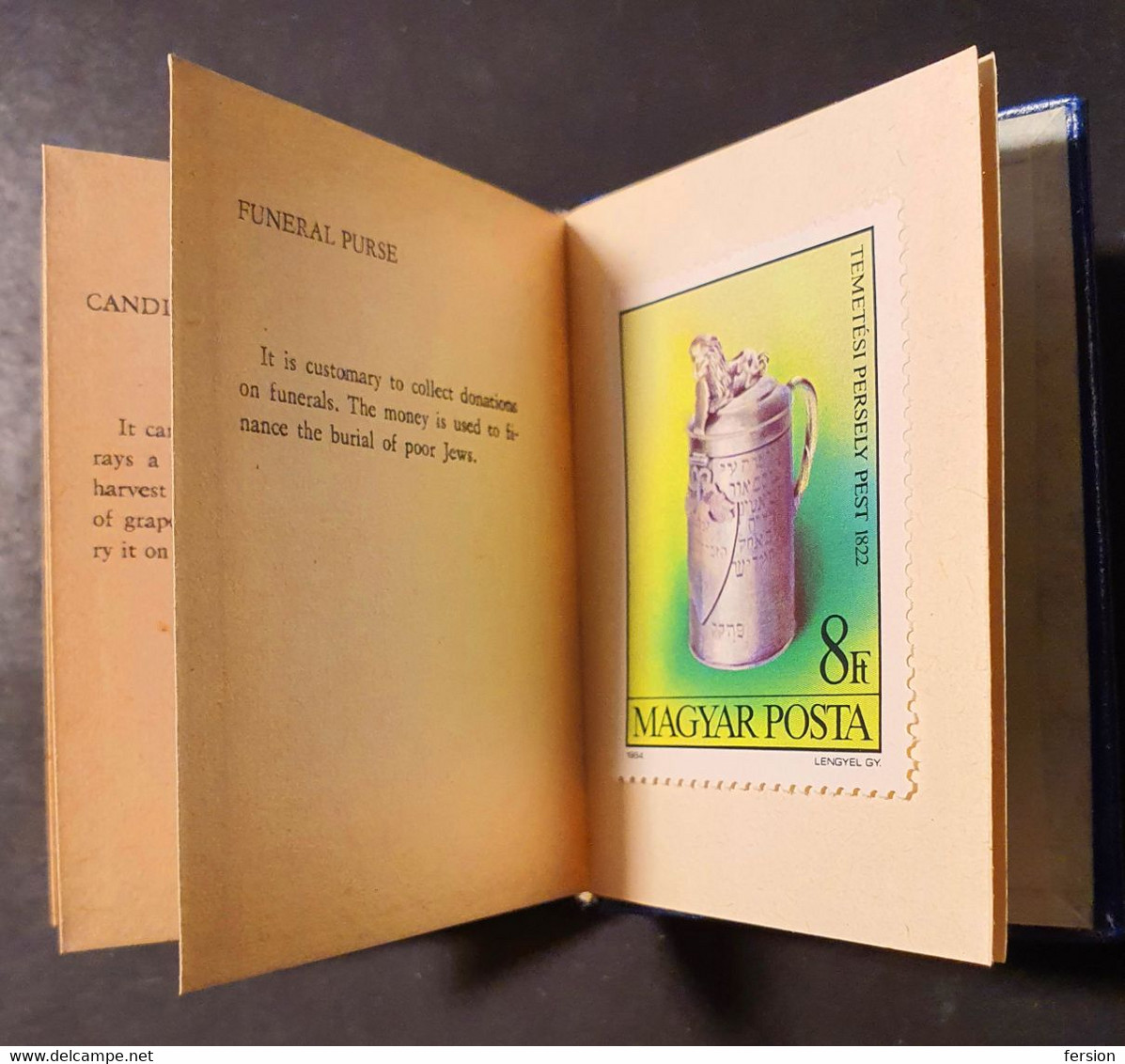 1984 1985 Hungarian Jewihs Art ( mini micro book - 50x65 mm ) - Judaica Stamp + Book