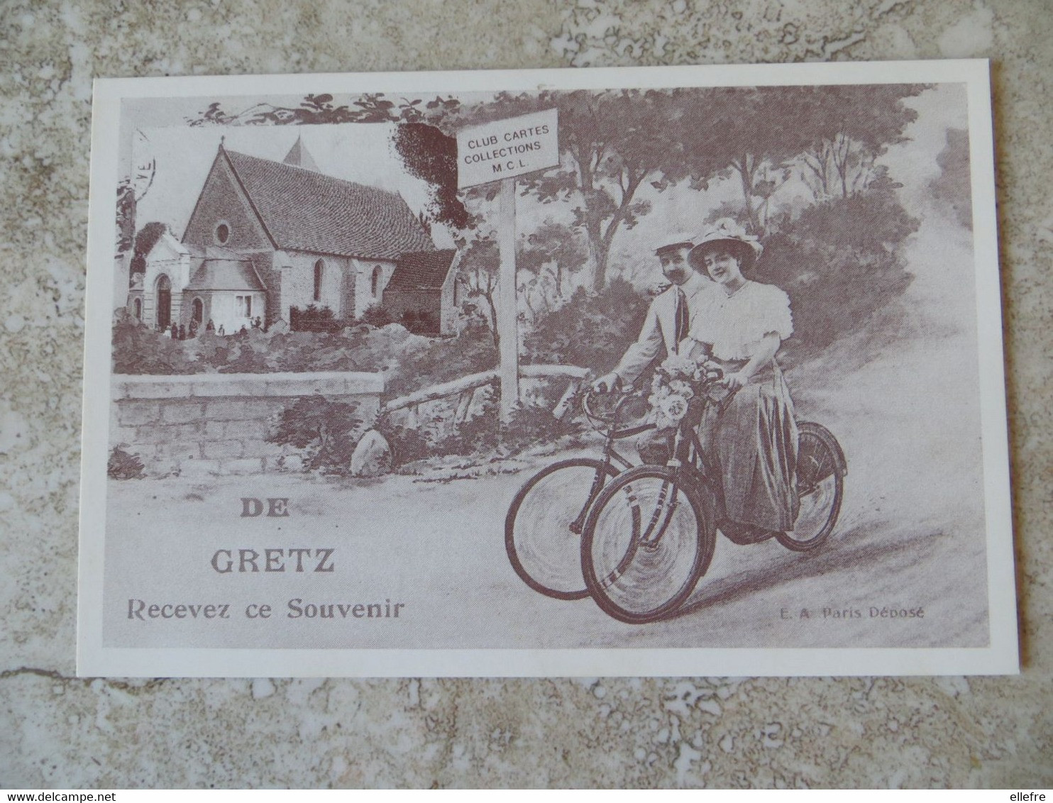 CPM 77 GRETZ - De Gretz Recevez Ce Souvenir Vélo Bicyclette - Club Cartophile Collection Jourdain Lemoine - 1000 Exp - Saluti Da.../ Gruss Aus...