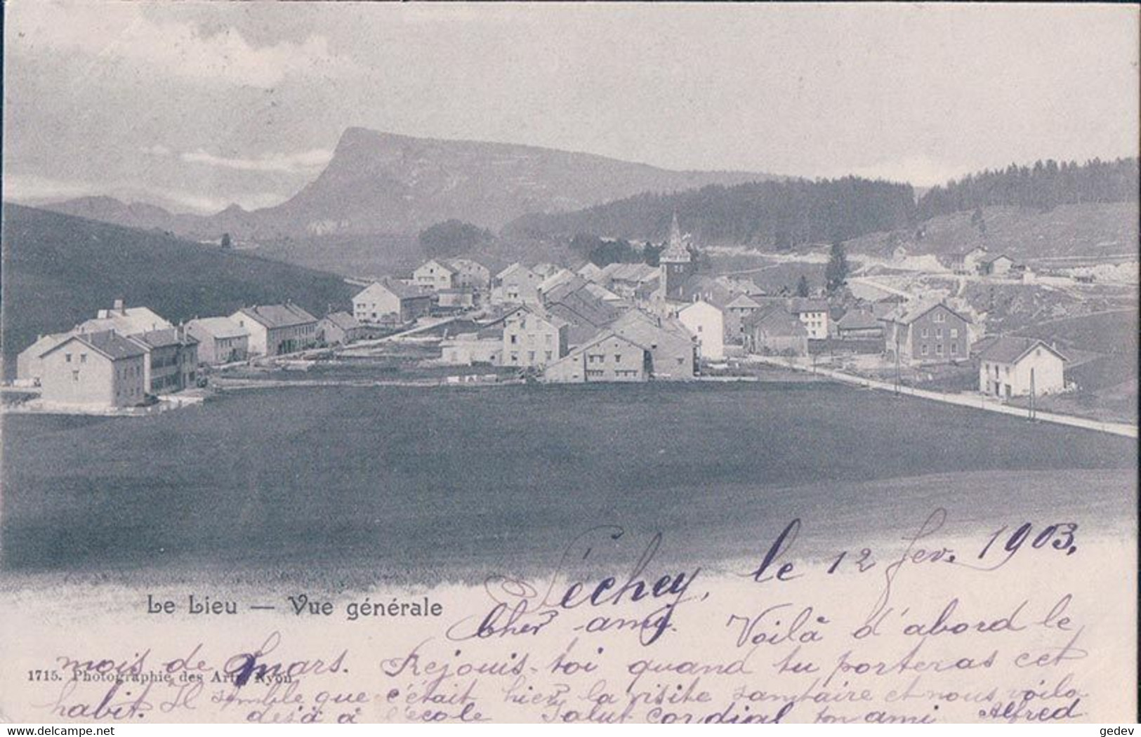 Vallée De Joux, Le Lieu  (12.2.1903) - Le Lieu