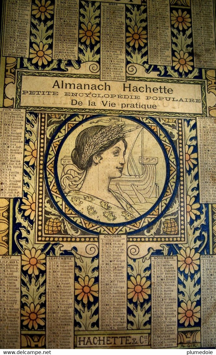 ALMANACH HACHETTE 1904  Petite Encyclopédie Populaire De La Vie Pratique. Calendrier . Benjamin RABIER . VAN MUYDEN - Grand Format : 1901-20