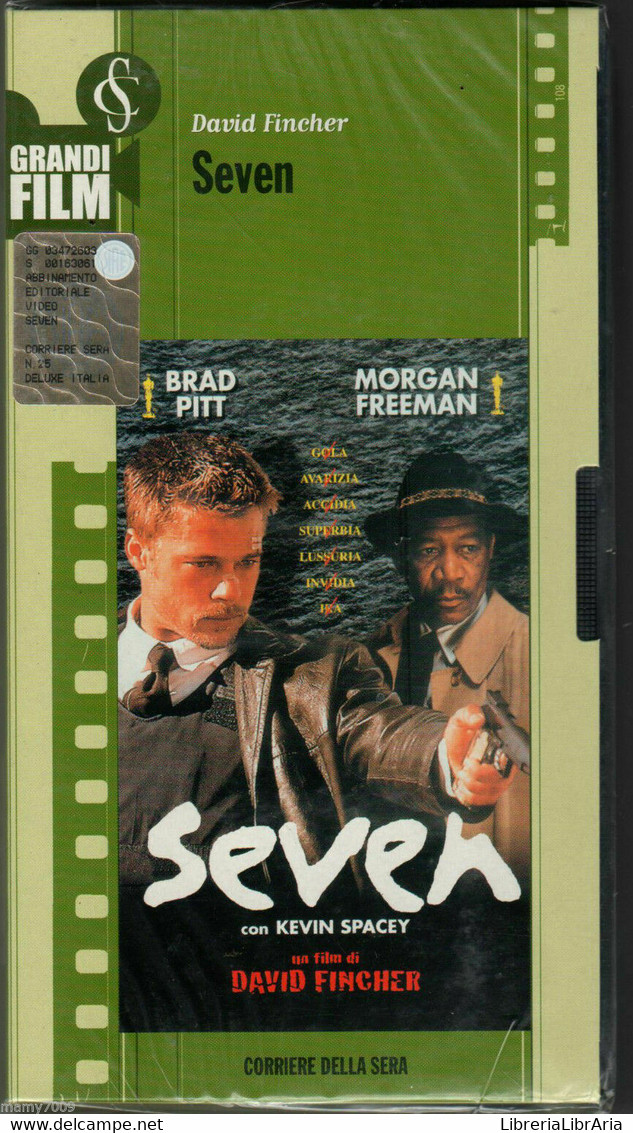 VHS Film Cartonata SEVEN Brad Pitt Morgan Freeman - 2002 - Corriere Della Sera-F - Colecciones