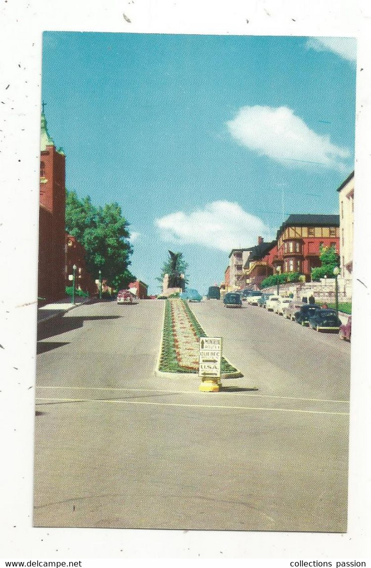 Cp, CANADA, Quebec, SHERBROOKE, King Street With War Memorial, écrite , Ed. P.E. Genest Enr. , Automobiles - Sherbrooke