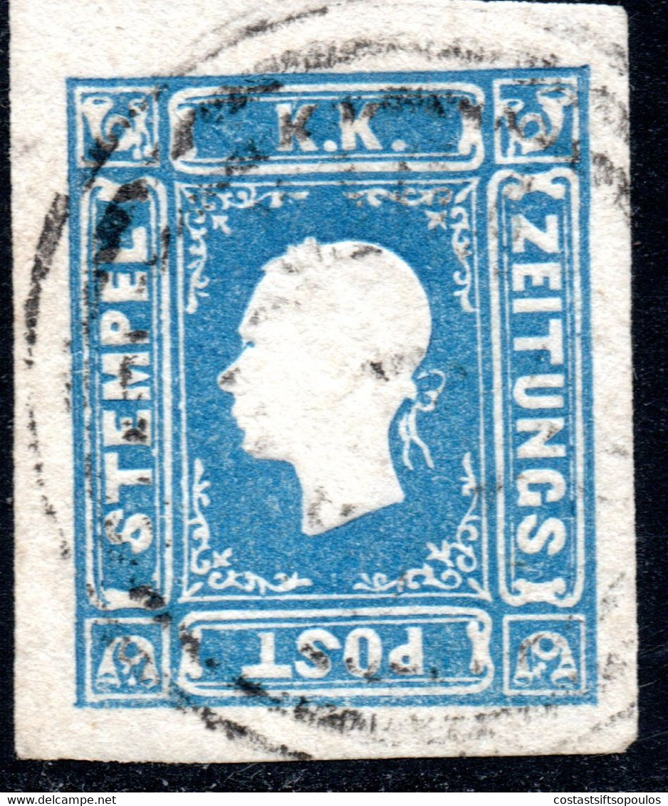 438.AUSTRIA,1858 1 KR.BLUE NEWSPAPER,SC.P5 - Journaux