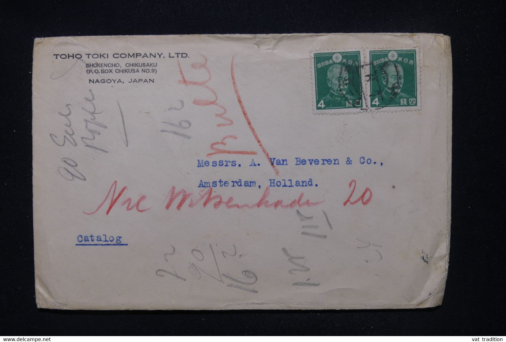 JAPON - Enveloppe Commerciale De Nagoya Pour  Les Pays Bas - L 108839 - Brieven En Documenten