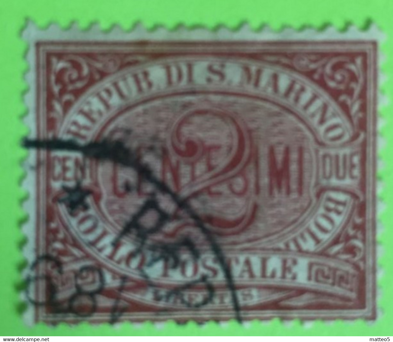 1894/99 - San Marino - 2  Cent  - Usato - Con Linguella - Usados