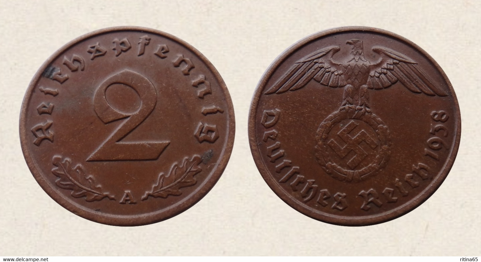 !!! GERMANIA 2 REICHSPFENNIG 1938 A !!! - 2 Reichspfennig