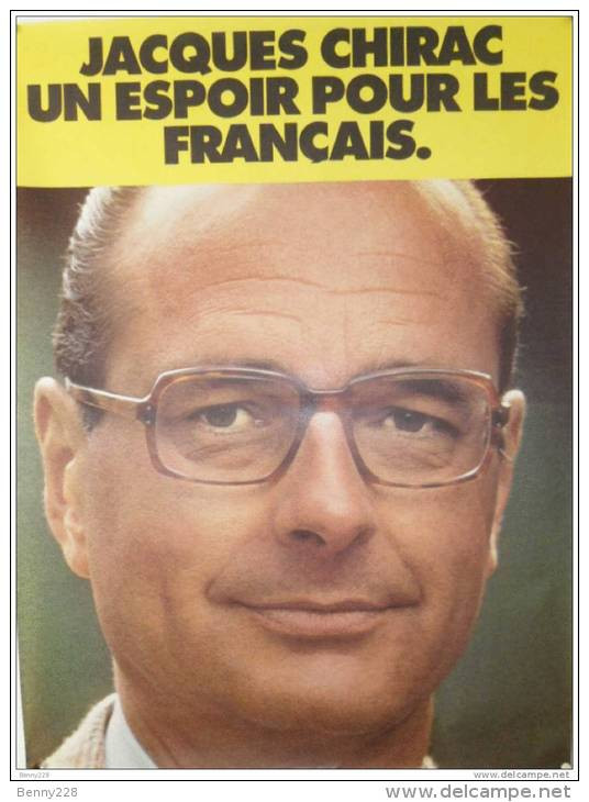 Affiche Du R.P.R - Jacques CHIRAC, UN ESPOIR POUR LES FRANCAIS...1974 - Format : 58 X 78 Cm - Affiches