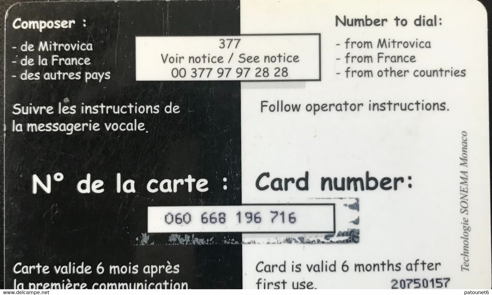 FRANCE   -  ARMEE  - Prepaid  -  ECOPHONING - KFOR - Trident  - Bleu -  Cartes à Usage Militaire