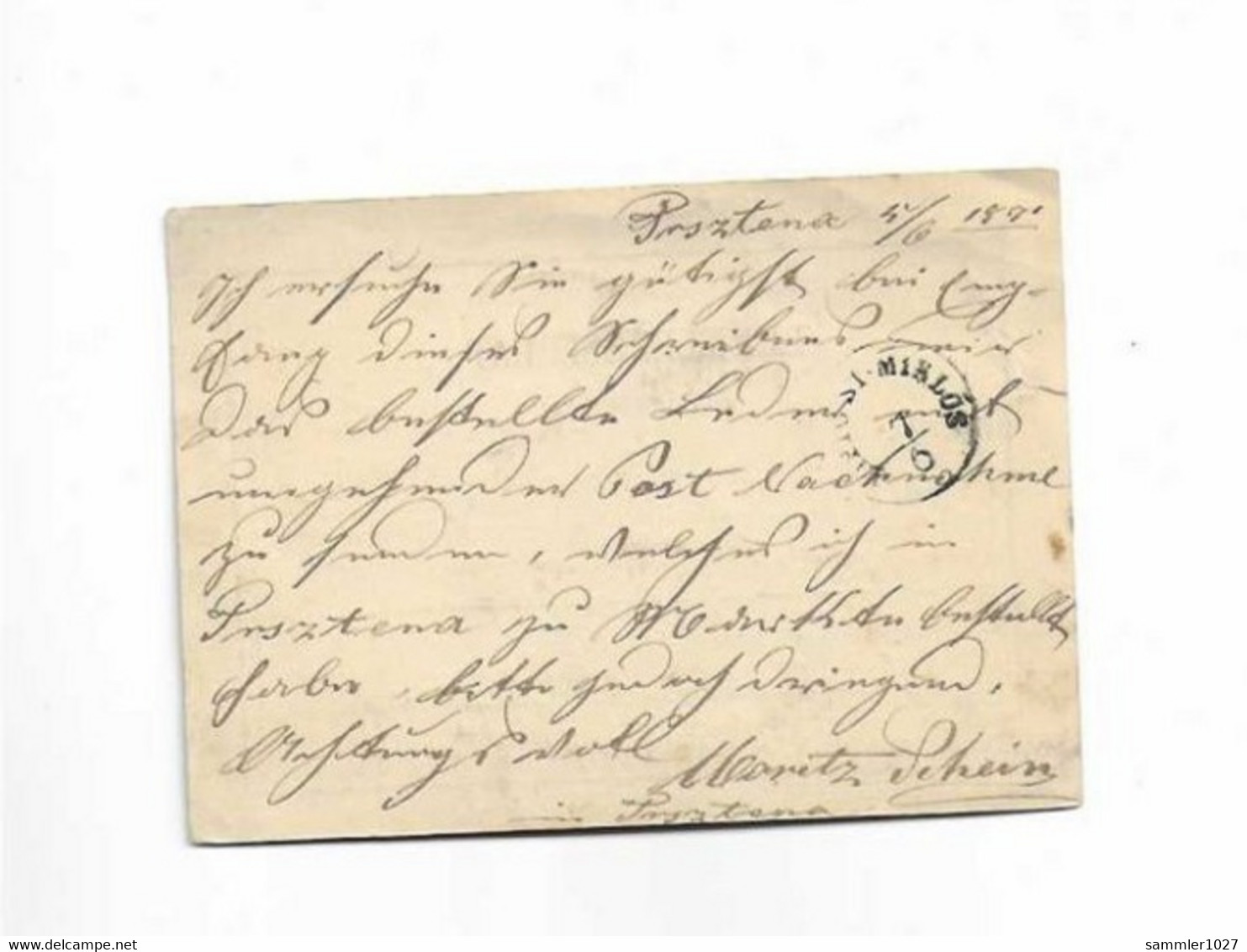 Ganzsachenkarte Aus Trszena ( Slowakei ) Nach Miklos  1871 - Storia Postale