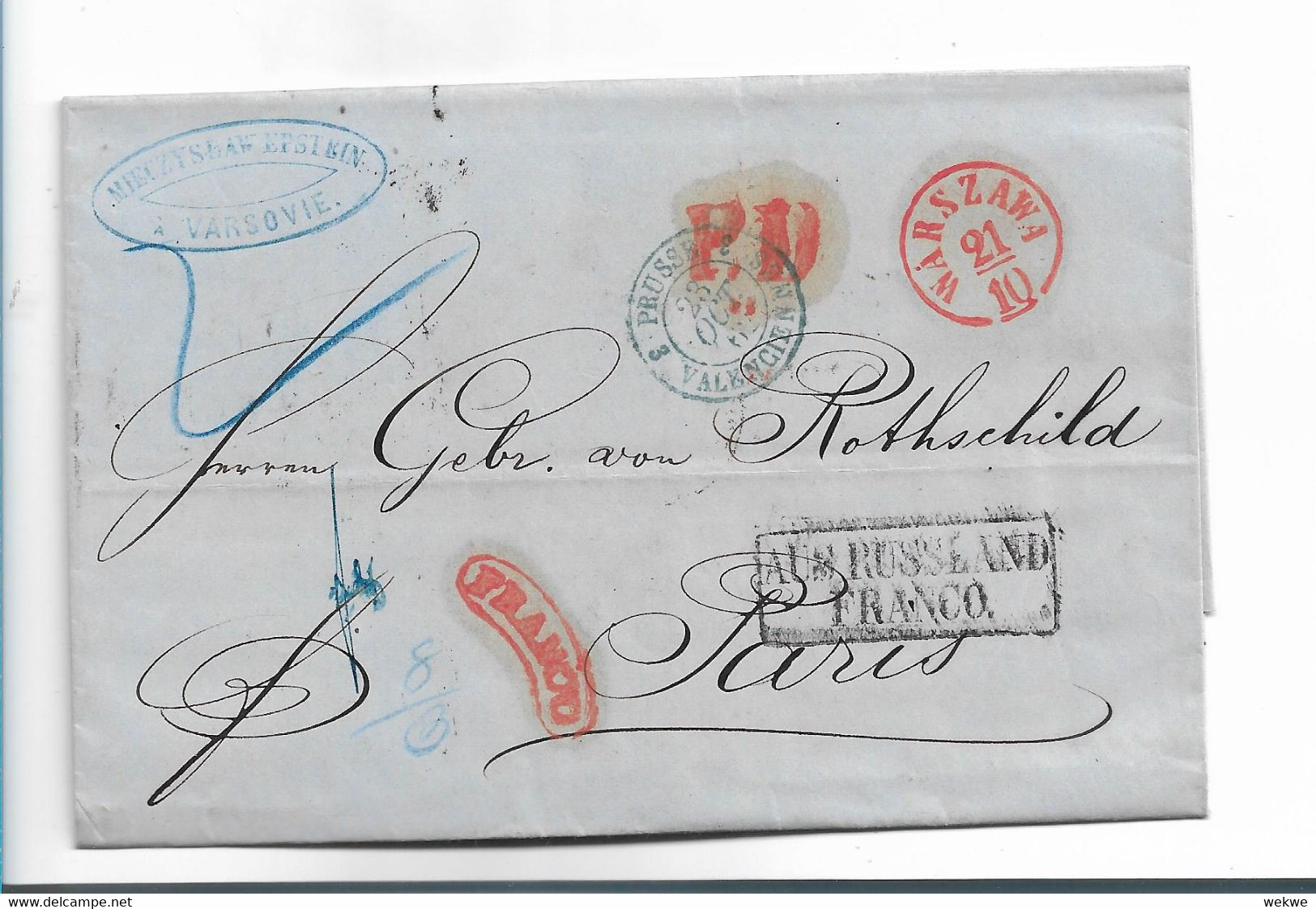 Pol101/ POLEN - Warschau 1862, Franco Nach Paris - ...-1860 Prephilately