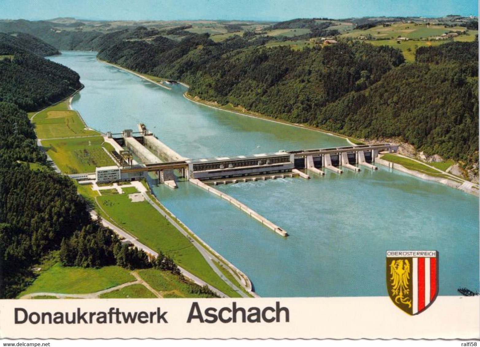 1 AK Österreich / Oberösterreich * Das Donaukraftwerk Aschach - Mit Schleusen Und Turbinenanlage - Luftbildaufnahme * - Altri & Non Classificati