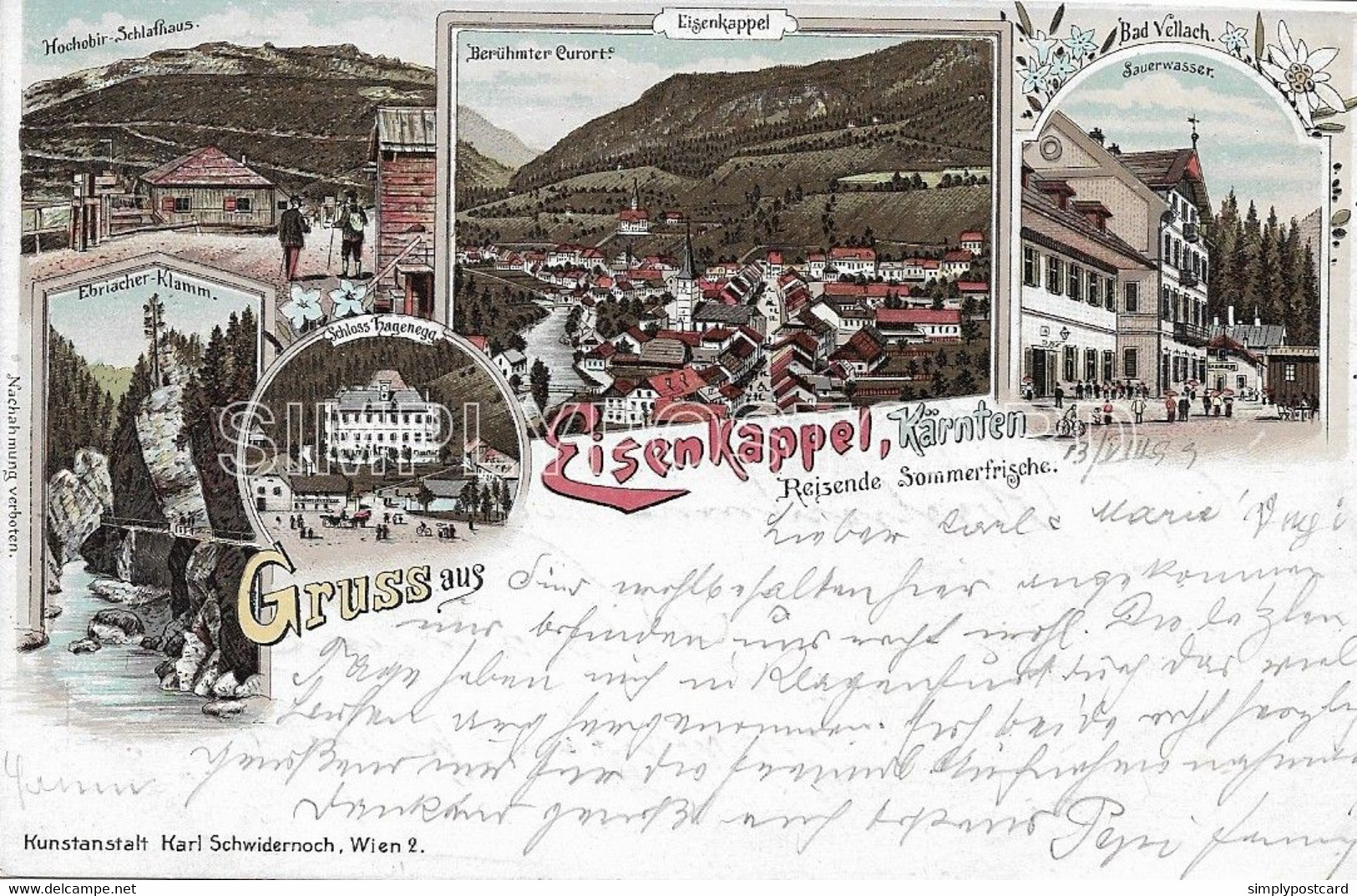 AK OLD POSTCARD - AUSTRIA - LITHO - GRUSS AUS EISENKAPPEL , KARNTEN - VIAGGIATA 1899 -  F26 - Völkermarkt