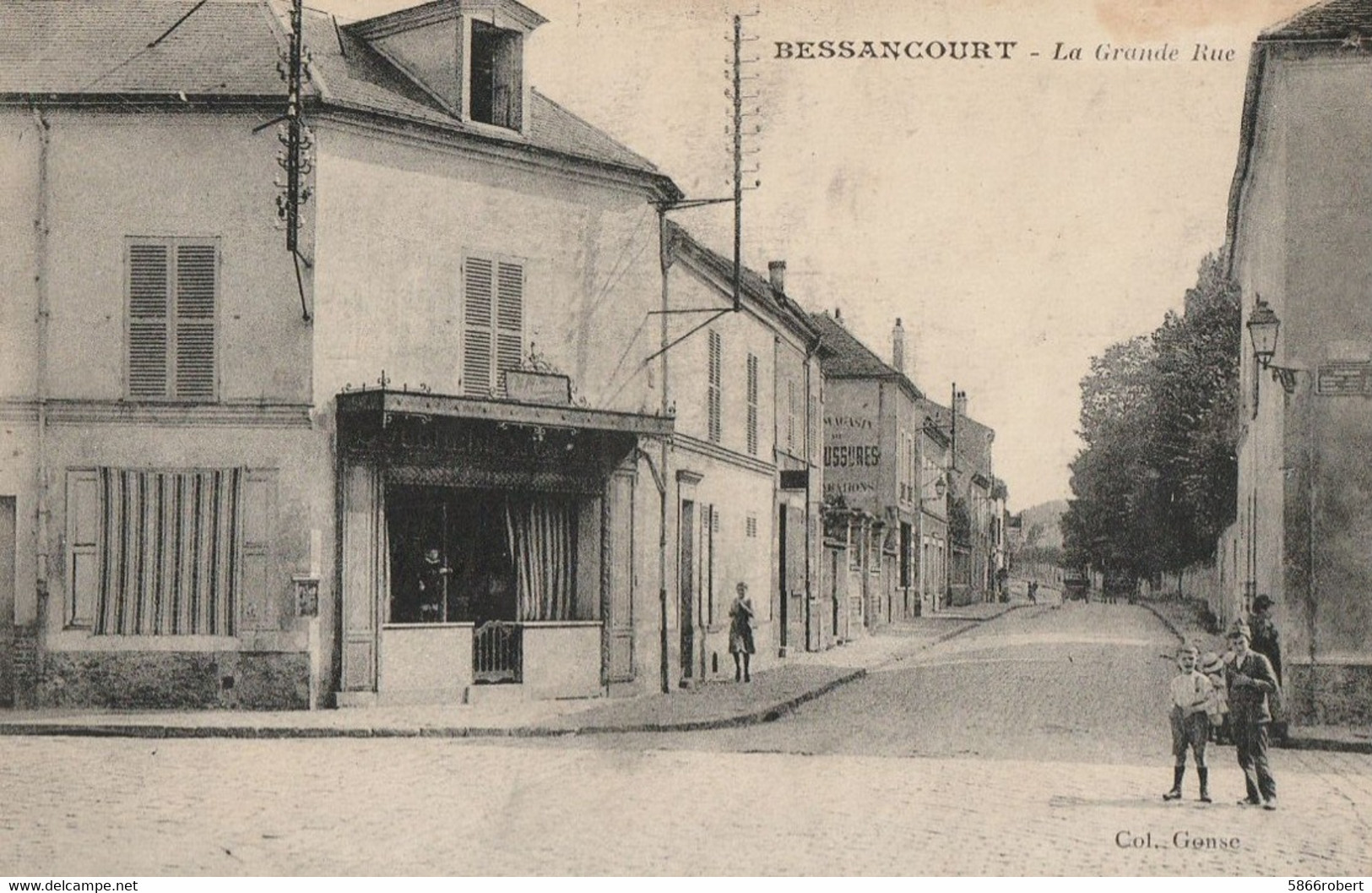 CARTE POSTALE ORIGINALE ANCIENNE : BESSANCOURT LA GRANDE RUE ANIMEE VAL D'OISE (95) - Andere & Zonder Classificatie