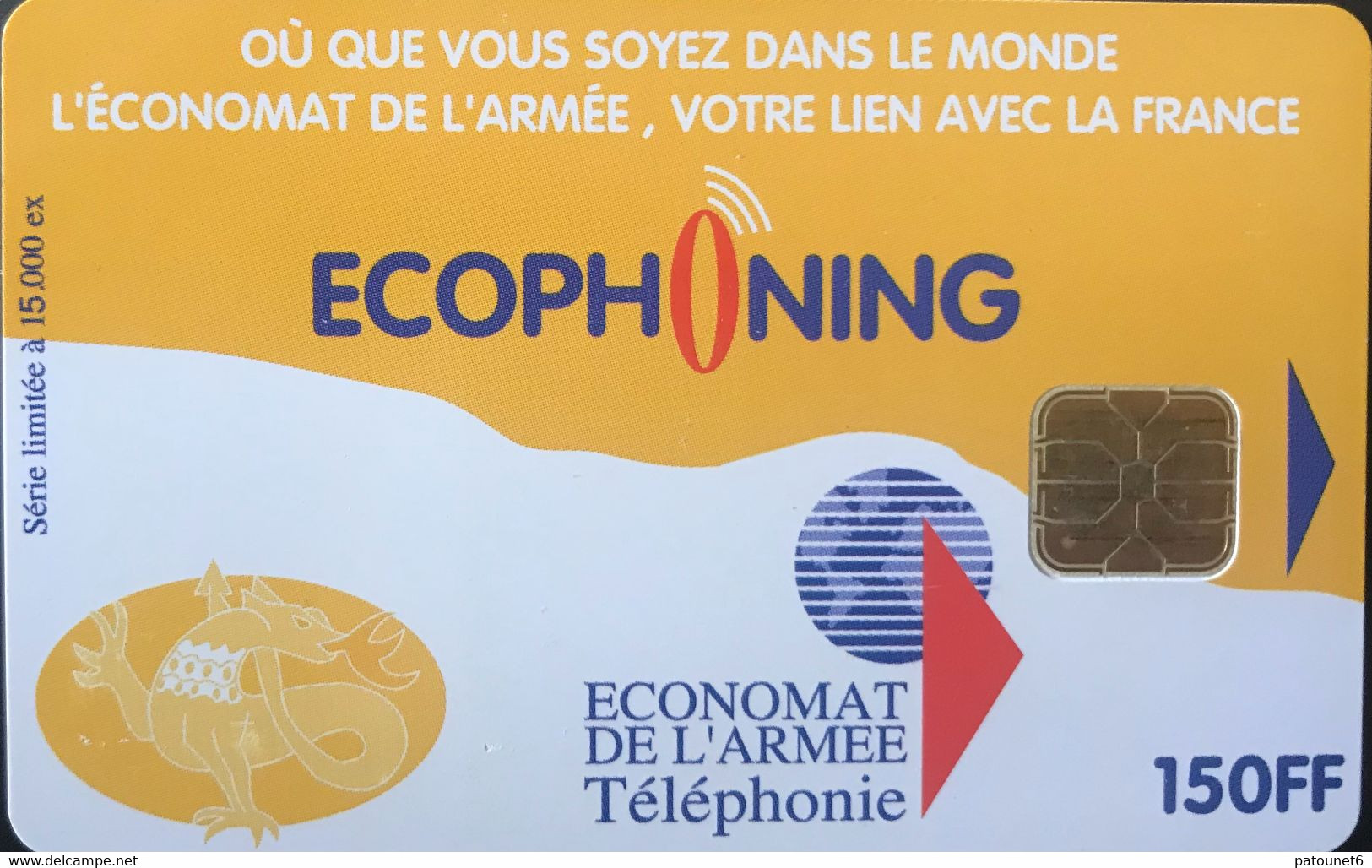 FRANCE  -  ARMEE  -  Phonecard  -  ECOPHONING  -  ARMEE DE TERRE  -  Jaune - 150 FF -  Cartes à Usage Militaire