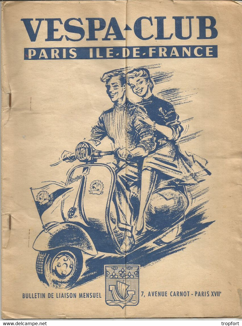 PZ / Livret Ancien MOTO VESPA-CLUB  Nov Déc. 1954  Moto Scooter VESPA PARIS Bulletin De Liaison - Programme