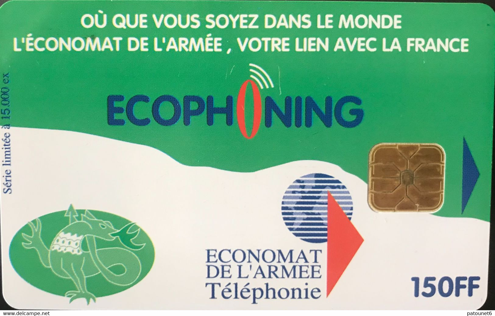 FRANCE  -  ARMEE  -  Phonecard  -  ECOPHONING  -  ARMEE DE TERRE  -  Vert - 150 FF -  Kaarten Voor Militair Gebruik