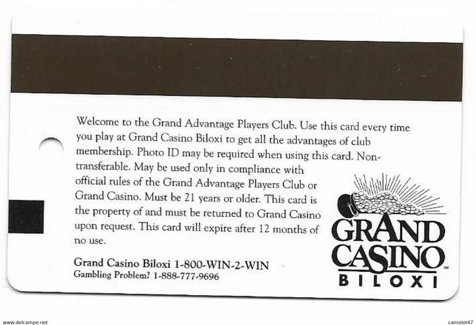 Grand Casino, Biloxi, MS, Older Used Slot Or Player's Card, # Grandbiloxi-2 - Casinokarten