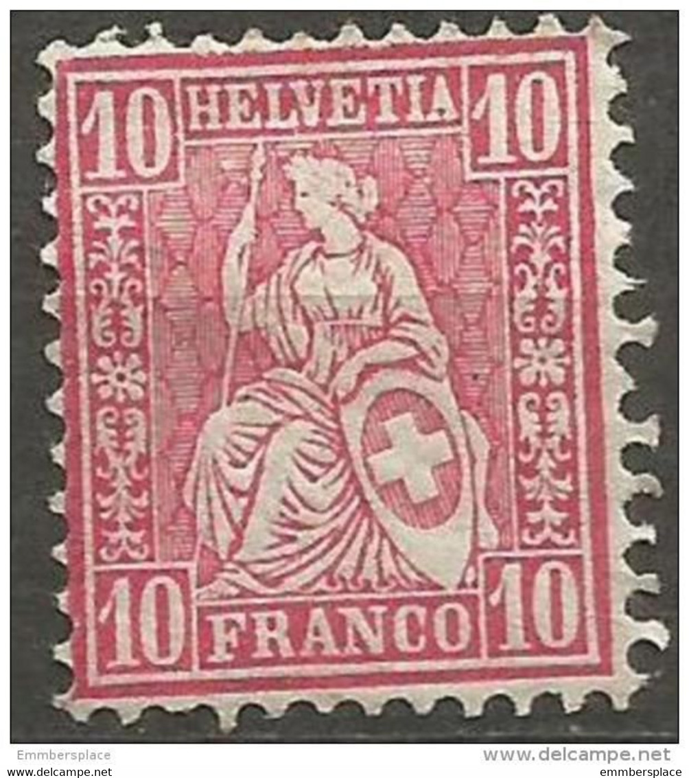 Switzerland - 1867 Sitting Helvetia 10c MH  Sc 53 - Neufs