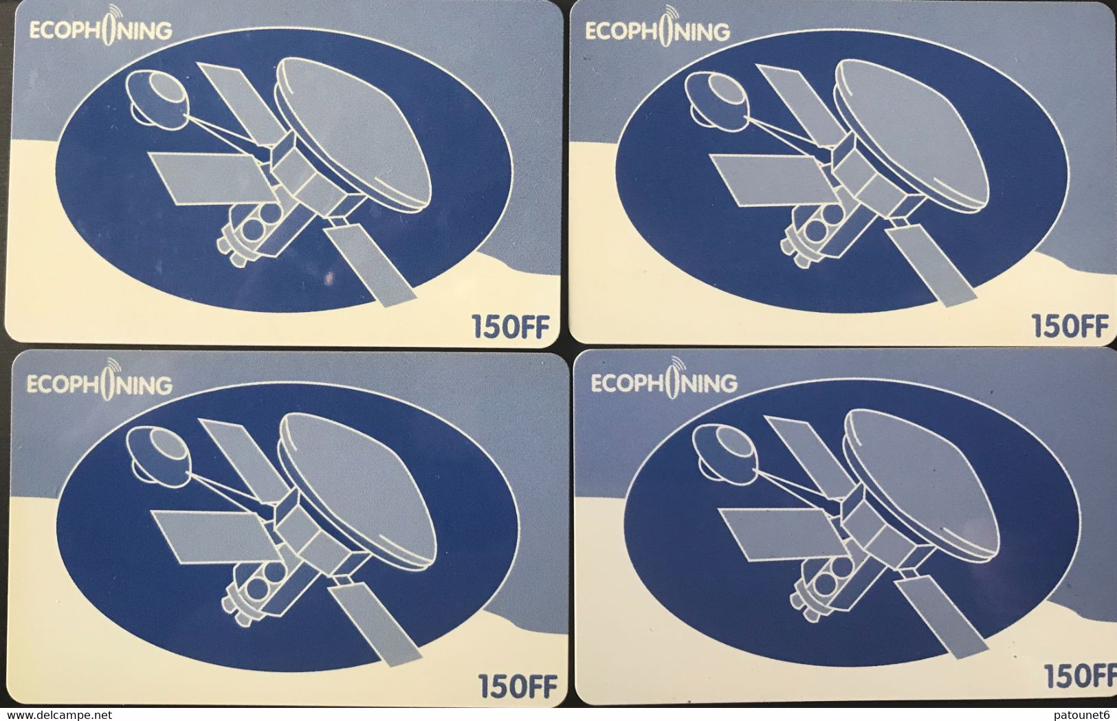 FRANCE  -  ARMEE  -  Phonecard  -  ECOPHONING  -  Satellite  -  Lot 4 Cartes - 4 Couleurs Diff.  - 150 FF -  Kaarten Voor Militair Gebruik