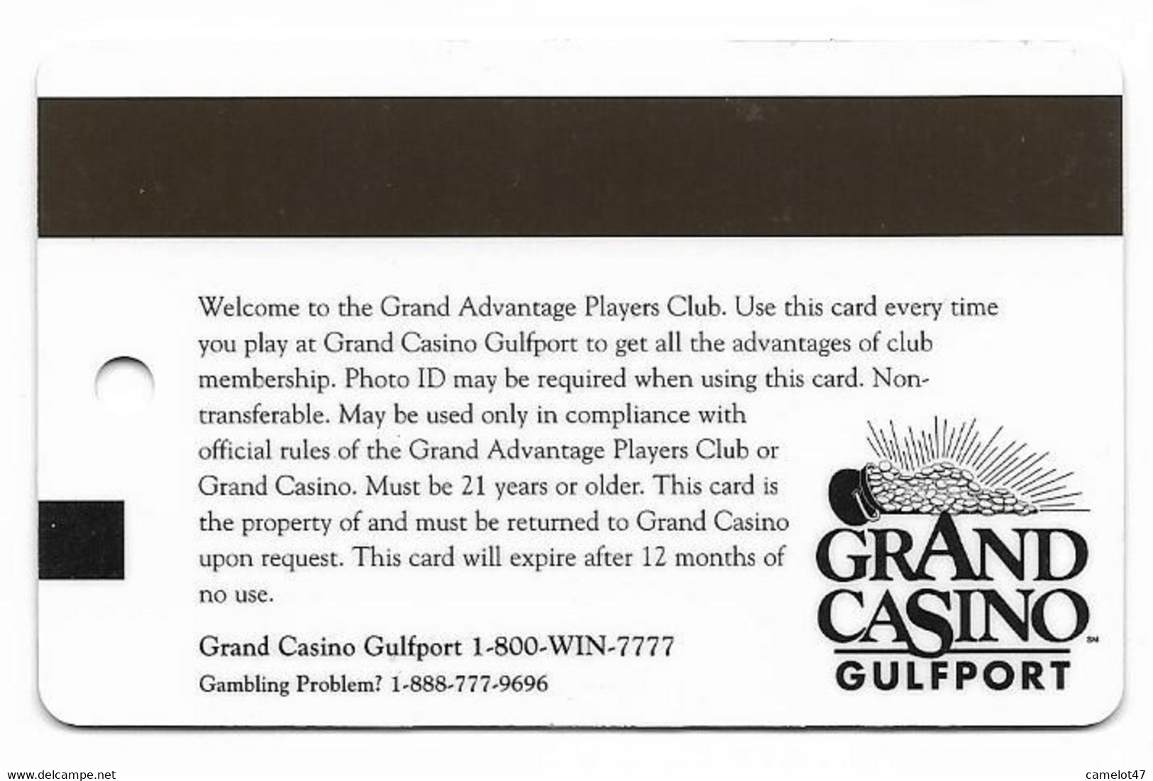 Grand Casino, Gulfport, MS, U.S.A,,  Older Used Slot Or Player's Card, # Grandgulfport-2 - Casinokarten