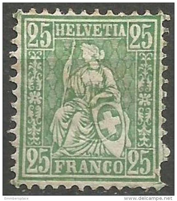 Switzerland - 1881 Sitting Helvetia 25c MH  Sc 65 - Ungebraucht
