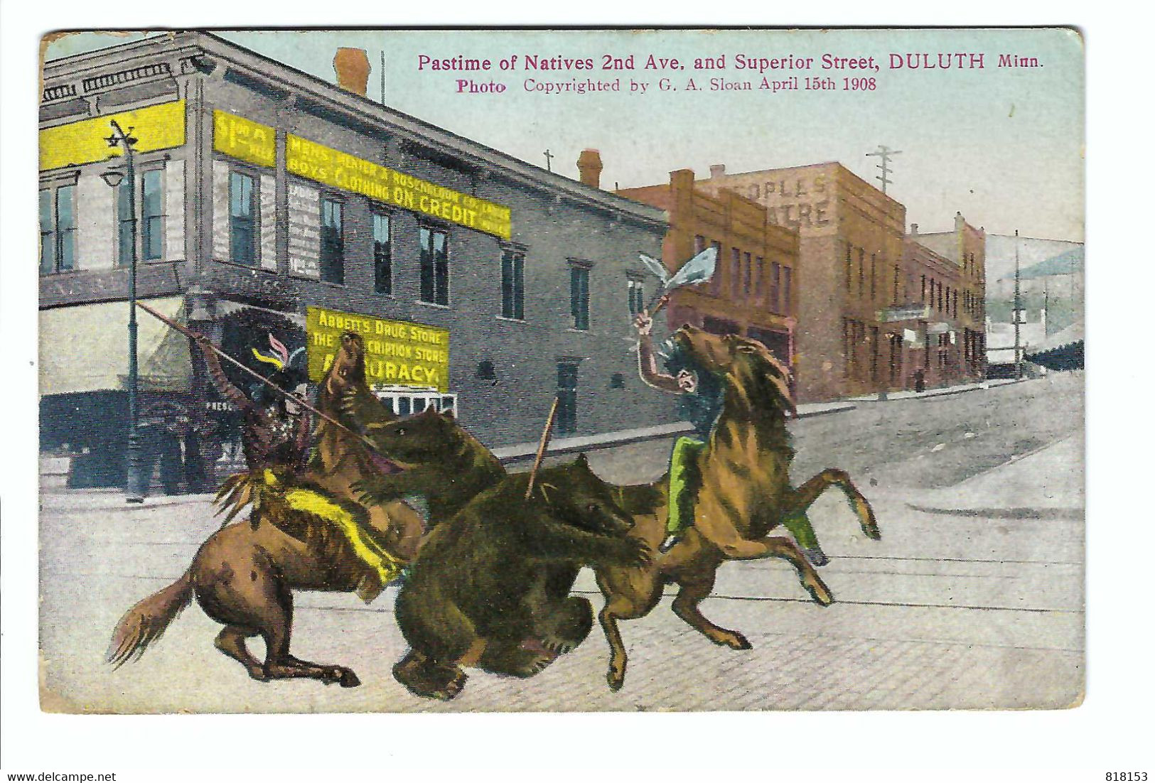 Pastime Of Natives 2nd Ave. And Superior Street , Duluth, Minn. 1909 (stamp Removed) - Duluth